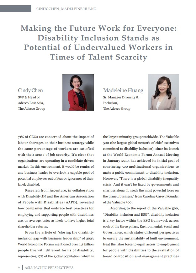 Making the Future Work for Everyone: Disability Inclusion Stands as Potential of Undervalued Workers in Times of Talent Scarcity