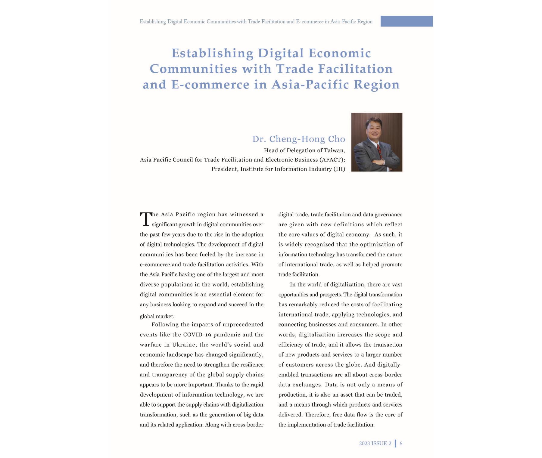Establishing Digital Economic Communities with Trade Facilitation and E-commerce in Asia-Pacific Region